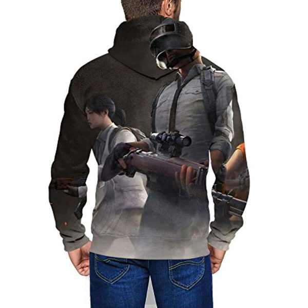 PUBG Hoodies - 3D Print Game Playerunknown's Battlegrounds Pullover with Pockets Grey