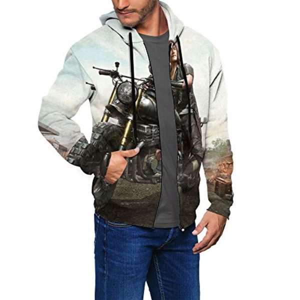 PUBG Hoodies - 3D Print Game Playerunknown's Battlegrounds Pullover with Pockets White