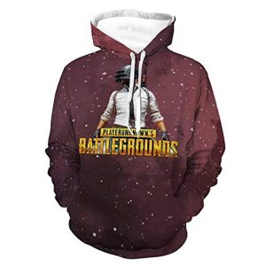 PUBG Hoodies - 3D Print Game Playerunknown's Battlegrounds Red Pullover with Pockets