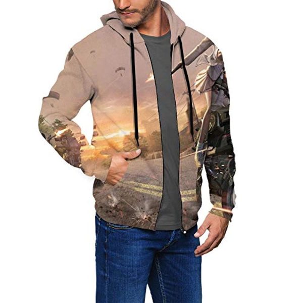 PUBG Hoodies - 3D Print Game Playerunknown's Battlegrounds Shooting Grey Zipper Jacket with Pockets