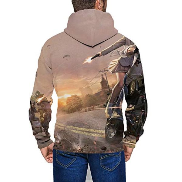 PUBG Hoodies - 3D Print Game Playerunknown's Battlegrounds Shooting Grey Zipper Jacket with Pockets