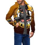 PUBG Hoodies - 3D Print Game PUBG Cartoon Brown Zipper Jacket with Pockets
