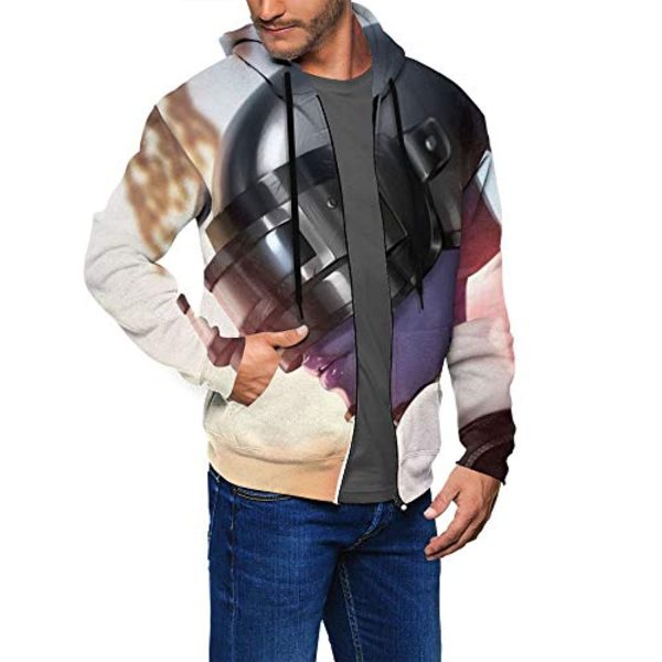 PUBG Hoodies - 3D Print Game White Zipper Jacket with Pockets