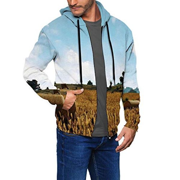 PUBG Hoodies - 3D Print Game Yellow Field Zipper Jacket with Pockets