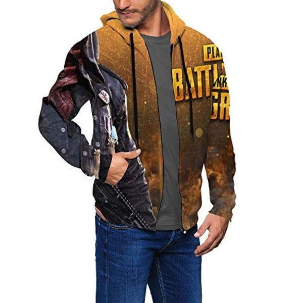 PUBG Hoodies - 3D Print Game Yellow Zipper Jacket with Pockets