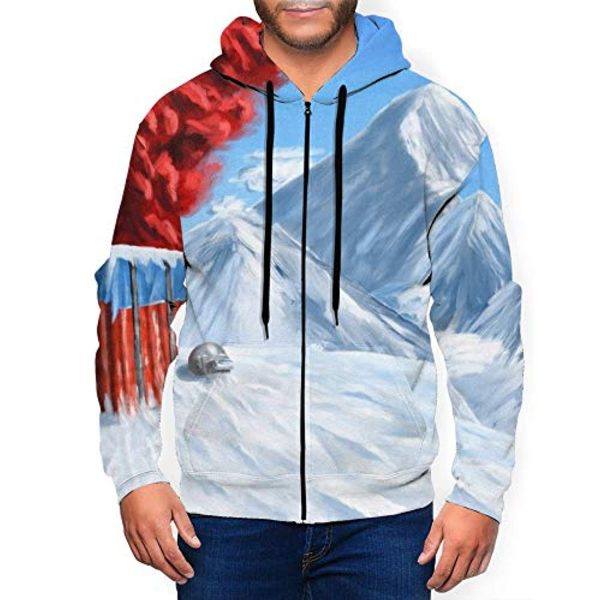 PUBG Hoodies - 3D Print White Snow Mountain Zipper Jacket with Pockets