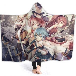 Puella Magi Madoka Magica Blanket - Anime Nap Throw Printed Hooded Blanket