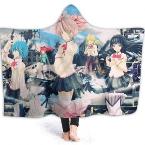 Puella Magi Madoka Magica Printed Hooded Blanket - Anime Nap Throw Printed Blanket