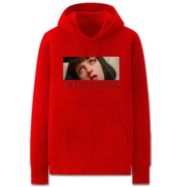 Pulp Fiction Hoodies - Solid Color Uma Thurman Life is Borin Fleece Hoodie