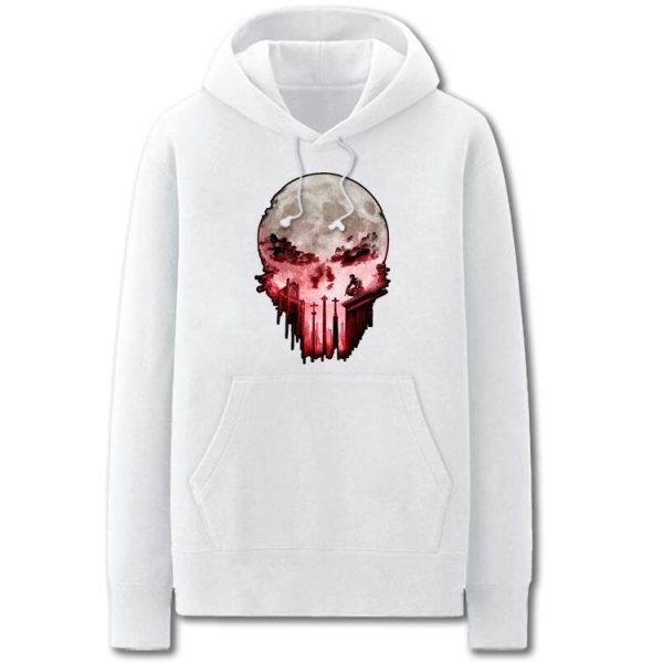 Punisher Hoodies - Solid Color Punisher Skull Super Cool Fleece Hoodie