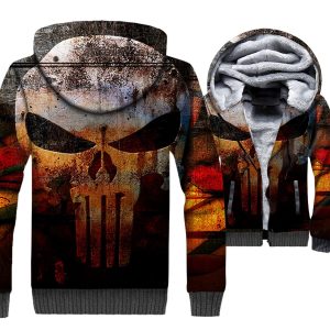 Punisher Jackets - Punisher Movie Series Rusty Skull Icon Fleece Jacket