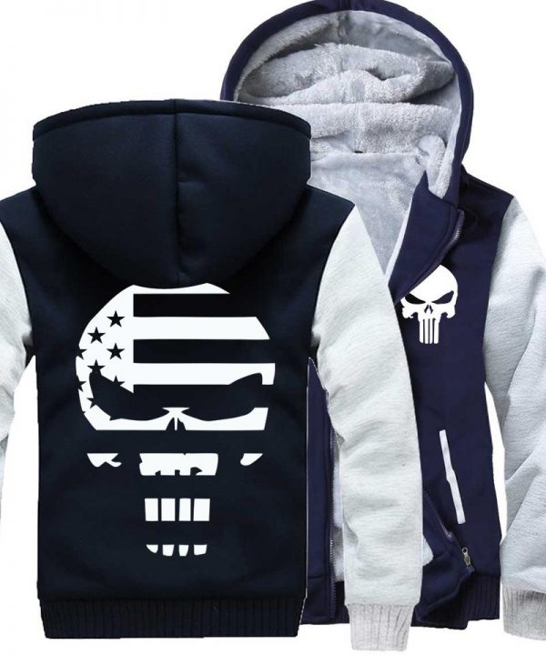 Punisher Jackets - Solid Color Punisher Movie Series Punisher Skull Fleece Jacket