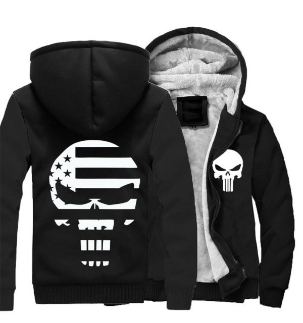 Punisher Jackets - Solid Color Punisher Movie Series Punisher Skull Fleece Jacket