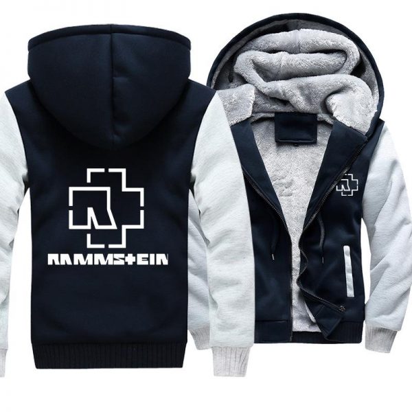Rammstein  Jackets - Solid Color Rammstein Series White Logo Icon Super Cool Fleece Jacket