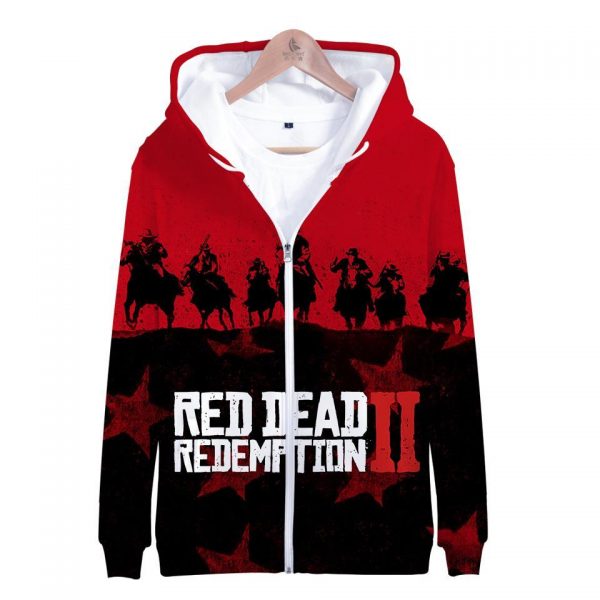 Red Dead Redemption 2 Hoodies - Red Dead Redemption 2 Game Icon Super Cool Red 3D Hoodie