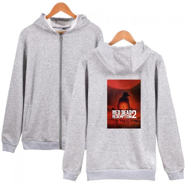 Red Dead Redemption 2 Hoodies - Solid Color Red Dead Redemption 2 Claas Van Der Linde Zip Up Hoodie