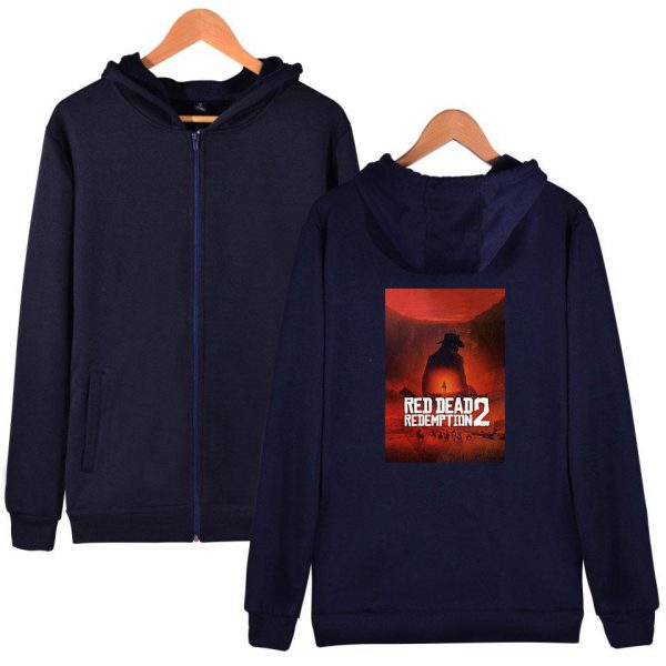 Red Dead Redemption 2 Hoodies - Solid Color Red Dead Redemption 2 Claas Van Der Linde Zip Up Hoodie