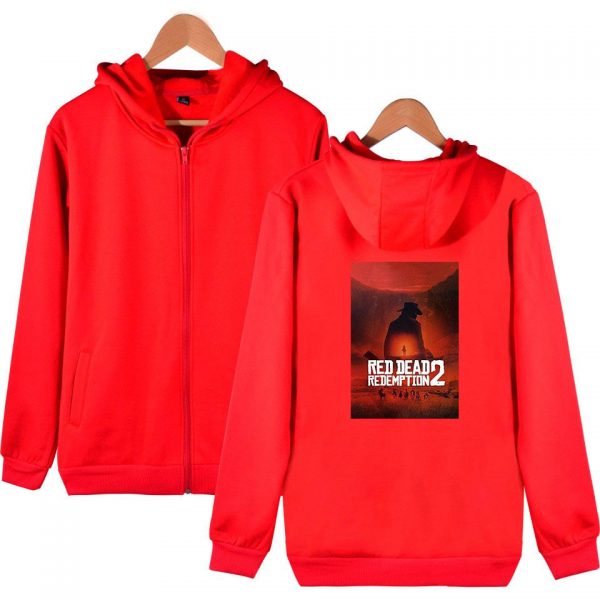 Red Dead Redemption 2 Hoodies - Solid Color Red Dead Redemption 2 Claas Van Der Linde Zip Up Hoodie