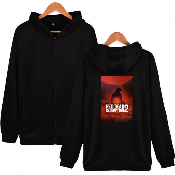 Red Dead Redemption 2 Hoodies - Solid Color Red Dead Redemption 2 Claas Van Der Linde Zip Up Hoodie