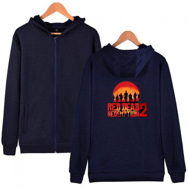 Red Dead Redemption 2 Hoodies - Solid Color Red Dead Redemption 2 Game Zip Up Hoodie