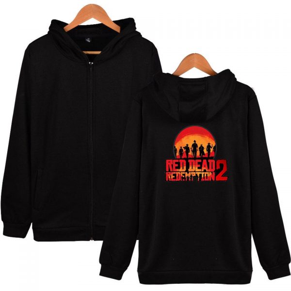 Red Dead Redemption 2 Hoodies - Solid Color Red Dead Redemption 2 Game Zip Up Hoodie