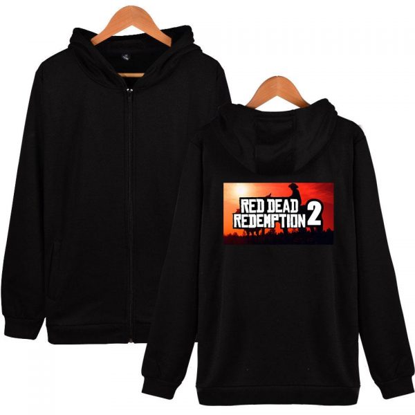 Red Dead Redemption 2 Hoodies - Solid Color Red Dead Redemption 2 Icon Zip Up Hoodie