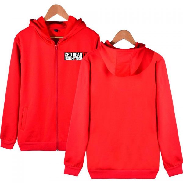 Red Dead Redemption 2 Hoodies - Solid Color Red Dead Redemption 2 LOGO Icon Zip Up Hoodie