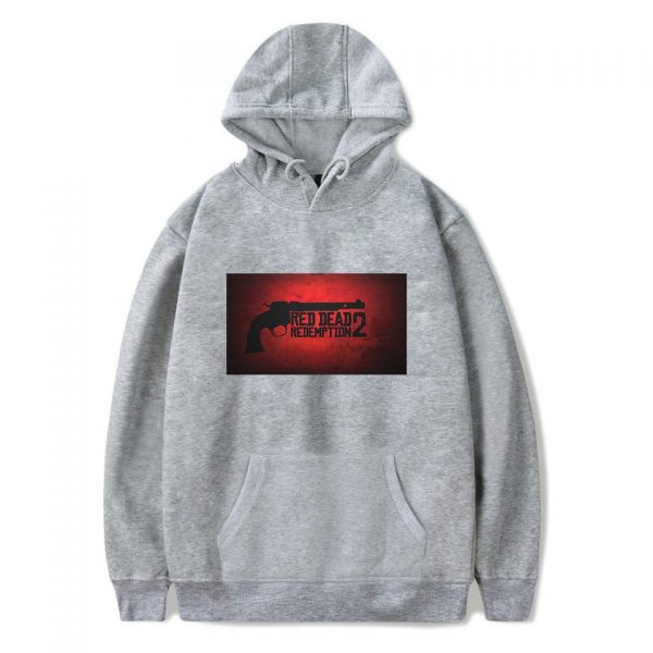 Red Dead Redemption 2 Hoodies - Solid Color Red Dead Redemption 2 Pistol Icon Hoodie