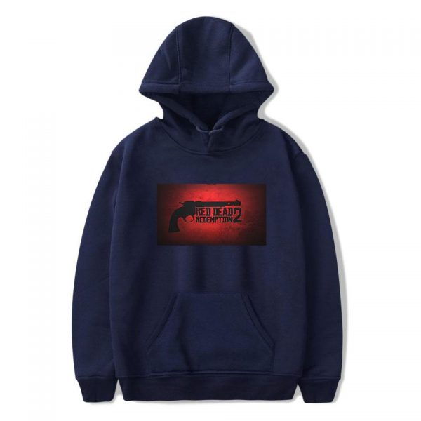 Red Dead Redemption 2 Hoodies - Solid Color Red Dead Redemption 2 Pistol Icon Hoodie