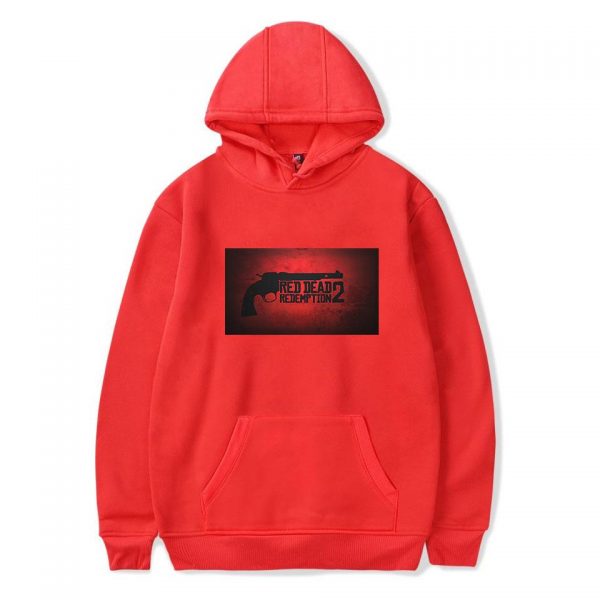 Red Dead Redemption 2 Hoodies - Solid Color Red Dead Redemption 2 Pistol Icon Hoodie