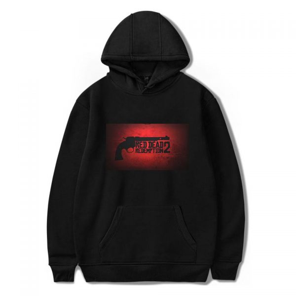 Red Dead Redemption 2 Hoodies - Solid Color Red Dead Redemption 2 Pistol Icon Hoodie