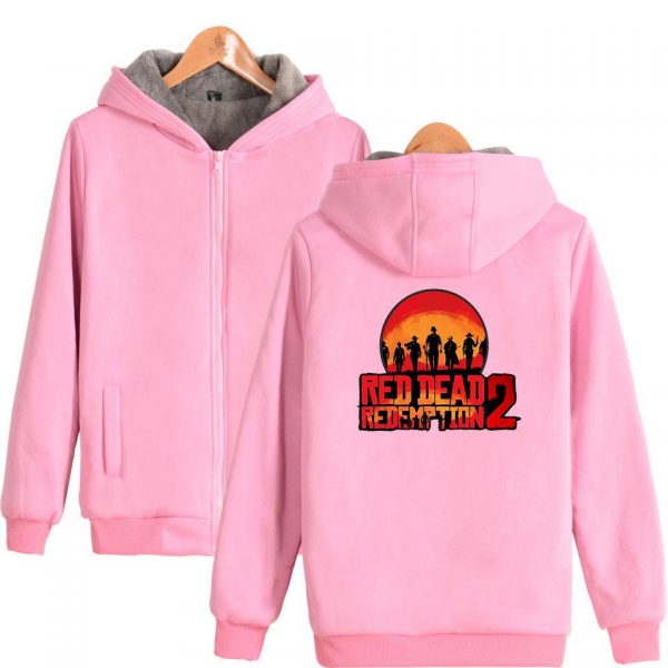 Red Dead Redemption 2 Jackets - Solid Color Red Dead Redemption 2 Game Fleece Jacket