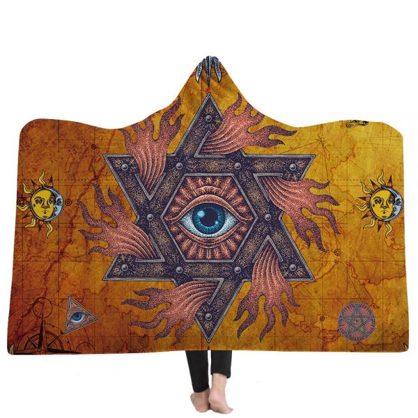 Religious Hooded Blankets - Religious Sacred Eye Fleece Hooded Blanket
