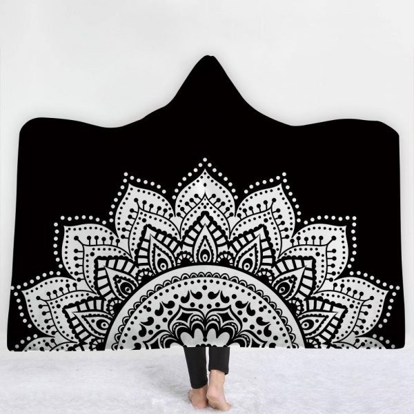 Religious Hooded Blankets - Religious Sun Icon Black Fleece Hooded Blanket