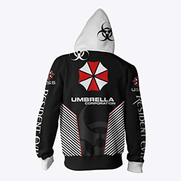 Resident Evil Hoodie -  Umbrella Pattern Black 3D Print Pullover Drawstring Hoodie