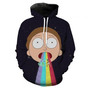 Rick and Morty Black Clothing - Morty Rainbow Hoodie