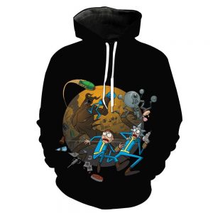 Rick and Morty Fallout Hoodies - Crossover Pullover Black Hoodie