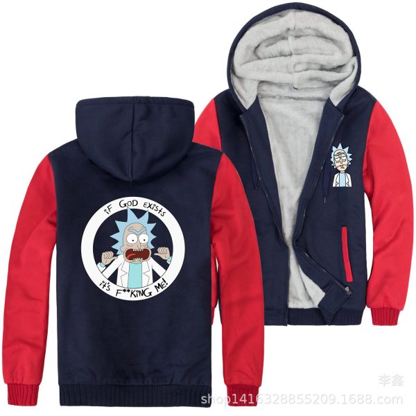 Rick and Morty Jackets - Solid Color Rick and Morty Anime Series Rick Fleece Jacket
