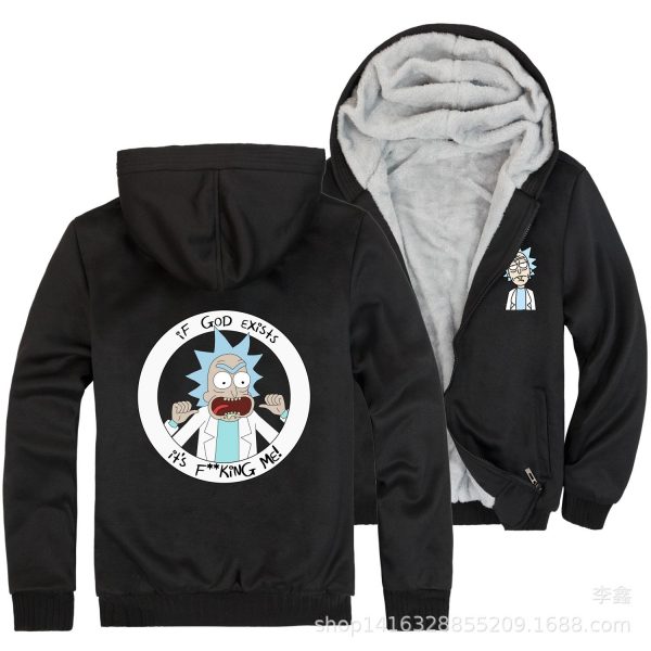 Rick and Morty Jackets - Solid Color Rick and Morty Anime Series Rick Fleece Jacket