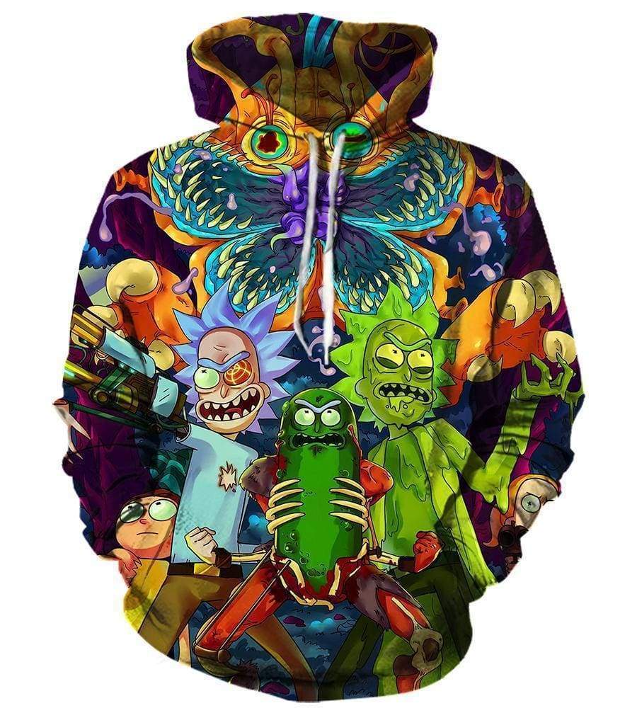 Rick And Morty Pickle Rick Hoodies Pullover Colorful Hoodie Anime