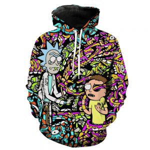 Rick and Morty Trippy Acid Hoodies - Trip Cartoon Pullover Black Hoodie
