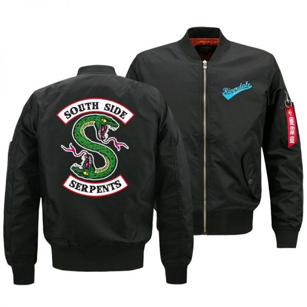 Riverdale Jackets - Solid Color Riverdale Double-Headed Snake Flight Jacket Fleece Jacket