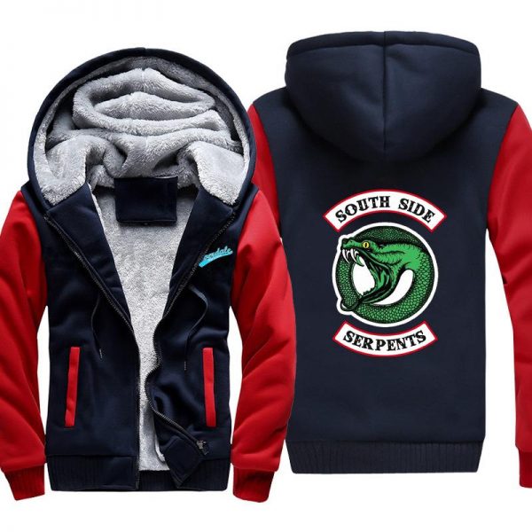 Riverdale Jackets - Solid Color Riverdale Double-Headed Snake Icon Fleece Jacket