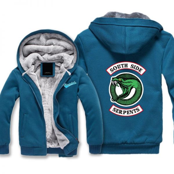 Riverdale Jackets - Solid Color Riverdale Double-Headed Snake Icon Fleece Jacket