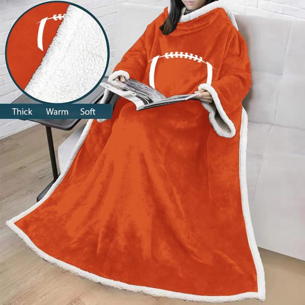 Rugby 3D Digital Printed Blanket With Sleeves-Sports Blanket Robe