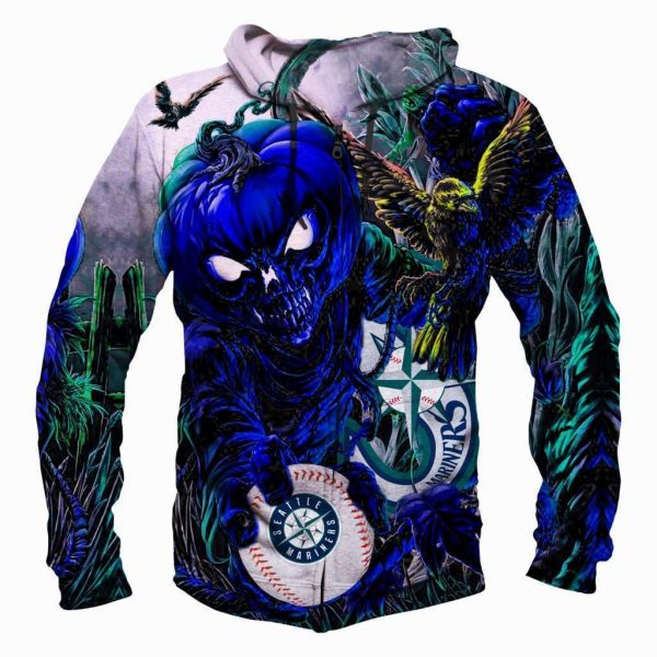 Seattle Mariners Halloween Hoodiess - Pullover Deep Blue Hoodie
