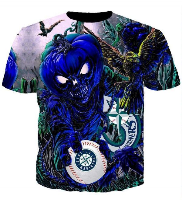 Seattle Mariners Halloween Hoodiess - Pullover Deep Blue Hoodie