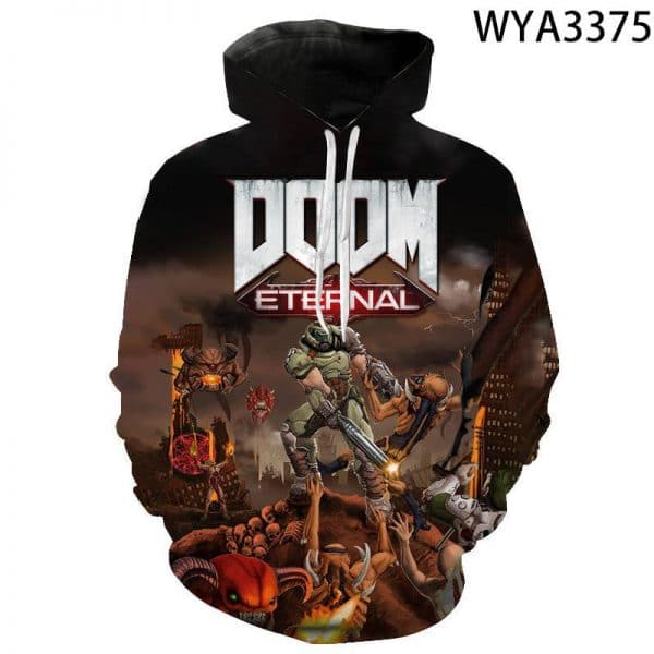 Shooting Game Doom Eternal 3D Print Hoodies Pullover