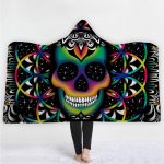 Skull Hooded Blankets - Animal Series Skull Galaxy Black Fleece Hooded Blanket