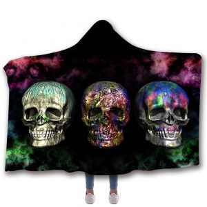 Skull Hooded Blankets - Colorful Skull Series Fleece Hooded Blanket